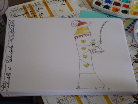 bon, et puis des heures à peindre chaque faire-part, même si, je l'avoue, j'ai triché en photocopiant mon dessin de base!